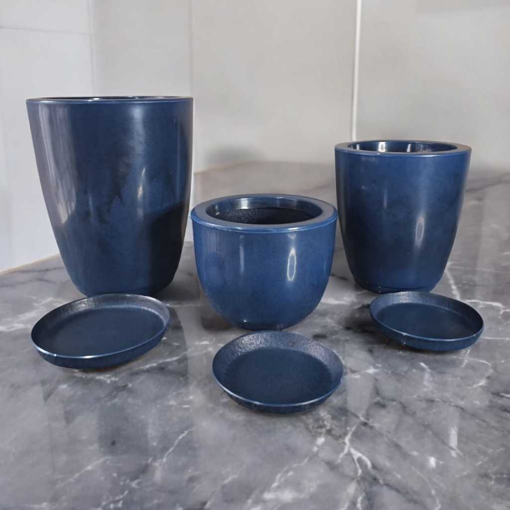 Kit de 3 Vasos para Plantas e Flores Marmorizados