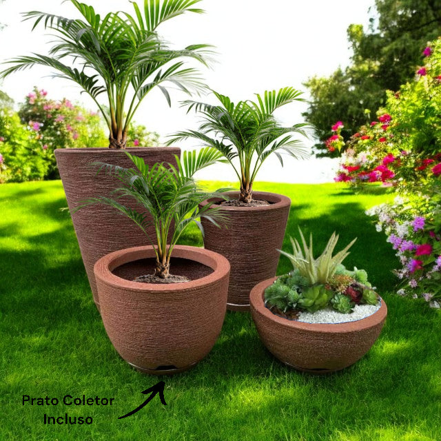 Conjunto de Vasos Para Plantas Com Bacia e Prato