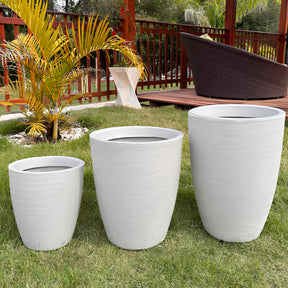 Conjunto de 3 Vasos para Plantas em Polietileno Decorativo Escovado - Luxo Moderno, Tamanhos P, M e G