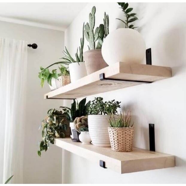 Kit Prateleiras Industriais com Suporte de Ferro Invertido Nicho Rústico Luxo para Organização e Decoração