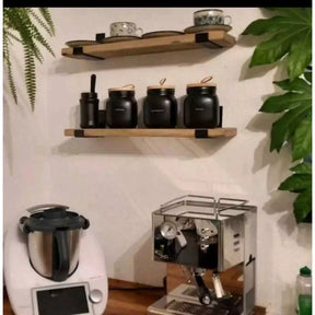 Kit Prateleiras Industriais com Suporte de Ferro Invertido Nicho Rústico Luxo para Organização e Decoração