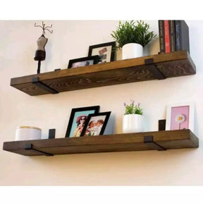 Kit Prateleiras Industriais com Suporte de Ferro Invertido Nicho Rústico Luxo para Organização e Decoração
