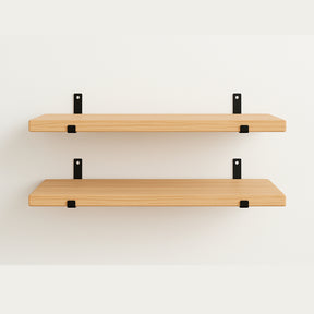 Kit com 2 prateleiras de madeira estilo industrial com suporte invertido mão francesa