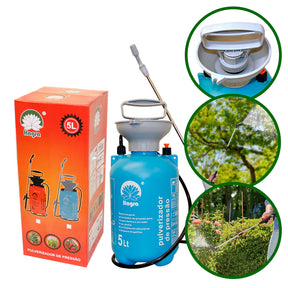 Pulverizador Borrifador 5 Litros Com Compressão Prévia Jato Regulável Manual Jardim