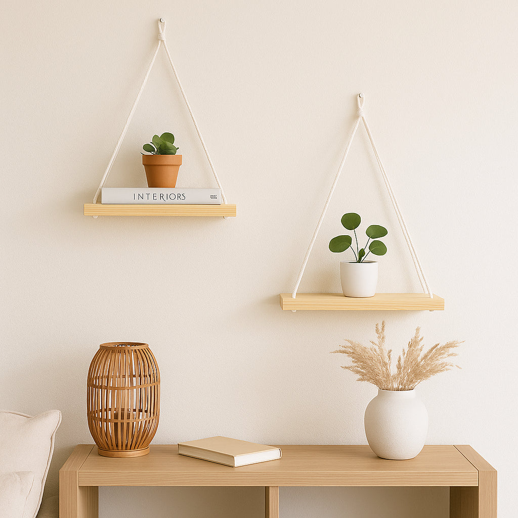 Kit 2 Prateleiras Suspensa Estante Decorativa de Madeira - Linha Fioralto