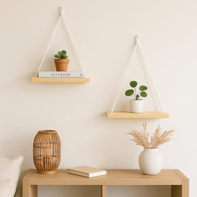 Kit 2 Prateleiras Suspensa Estante Decorativa de Madeira - Linha Fioralto