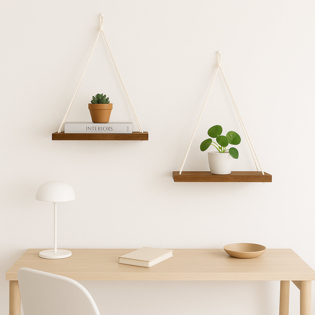 Kit 2 Prateleiras Suspensa Estante Decorativa de Madeira - Linha Fioralto