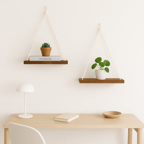 Kit 2 Prateleiras Suspensa Estante Decorativa de Madeira - Linha Fioralto