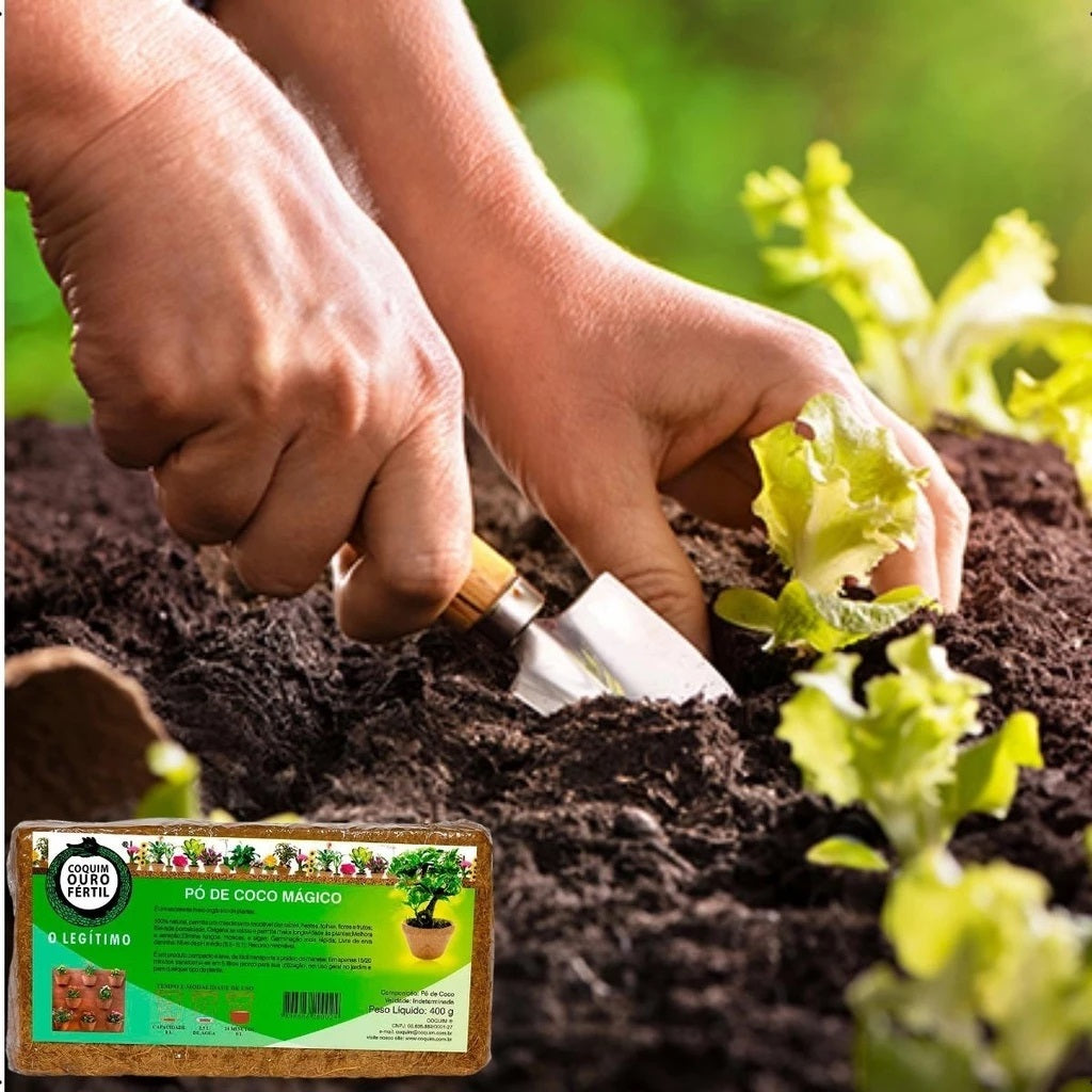 Pó De Coco Mágico Coquim Substrato Orgânico Para Plantas - Ideal para Vaso, Jardim, Orquídea, Rosa, Lírio, Suculenta e Horta