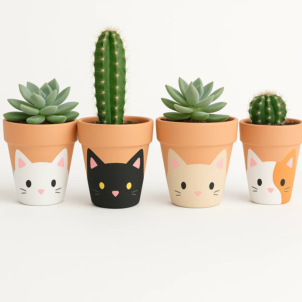Kit 4 vasos gatinho de ceramica feitos a mao perfeito para presentear