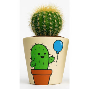 Kit com 3 Vasos de Barro Pintados à Mão — Desenhos Criativos de Cactos | Ideais para Jardim, Varanda e Decoração de Ambientes