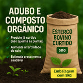 Adubo organico esterco bovino curtido 5kg para hortas jardins e vasos