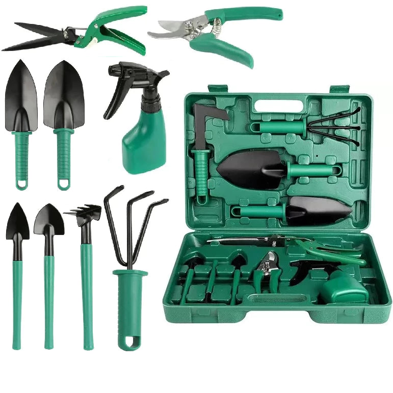 Kit de ferramentas para jardinagem completo com maleta 10 pecas