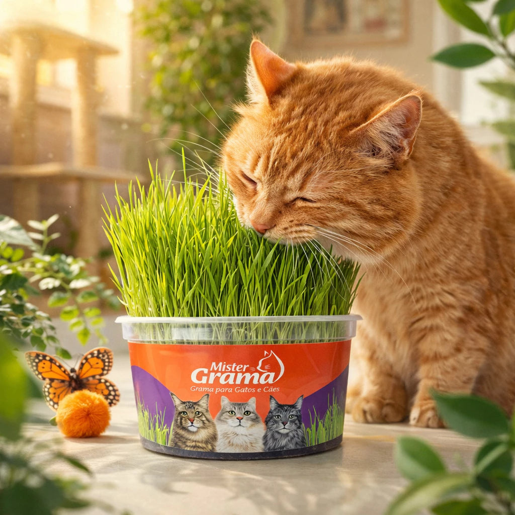 Grama Para Gato Mister– Auxilia na Digestão e Bola de Pelo / Fácil de Plantar