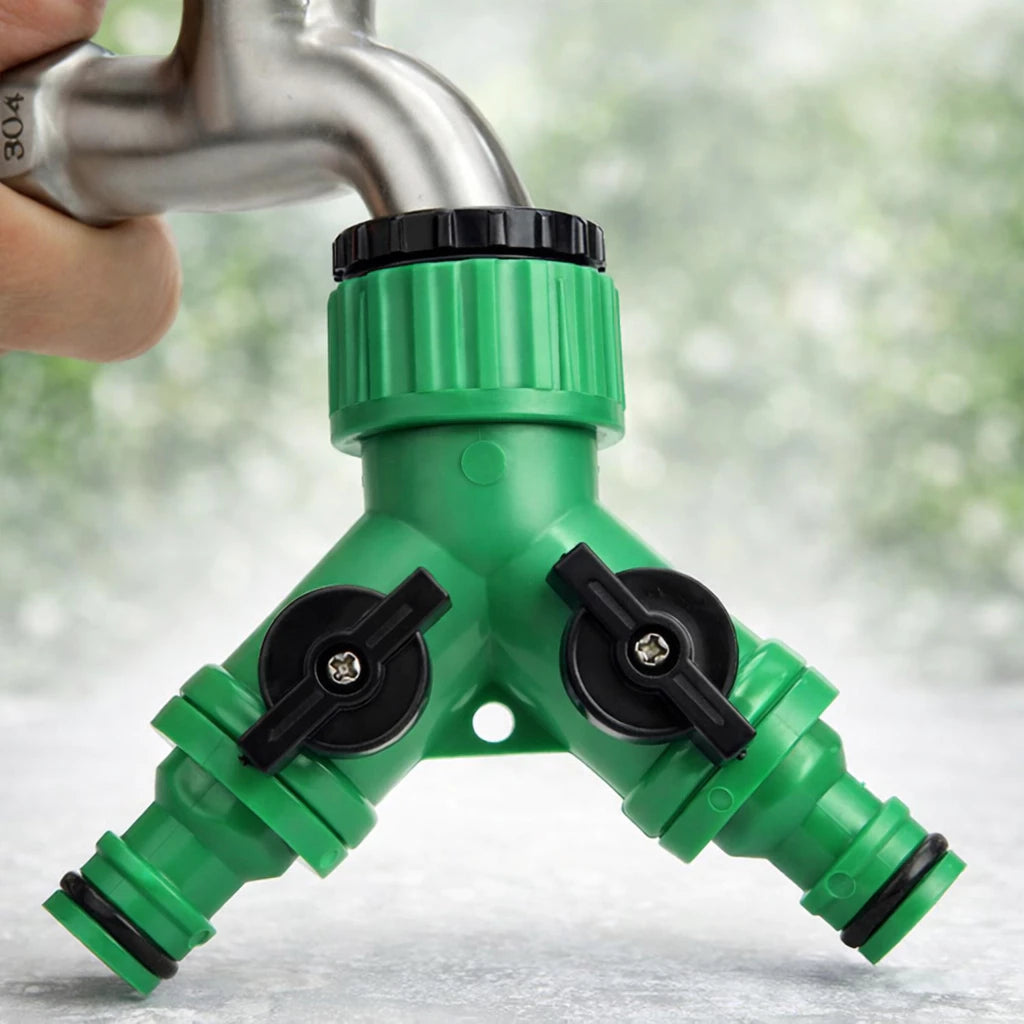 Divisor de mangueira em Y 2 vias com engate rapido para irrigacao de jardim
