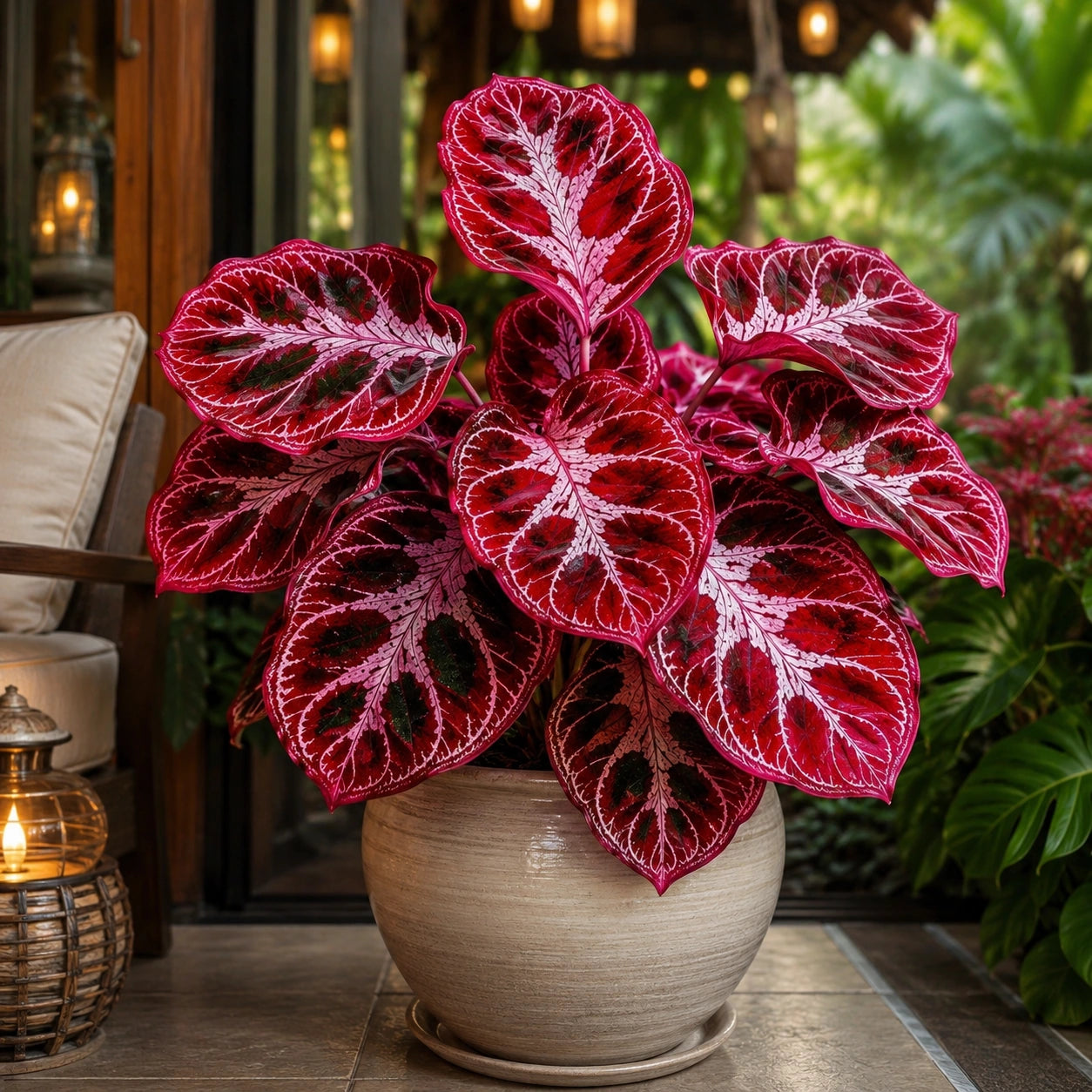 Sementes Raras de Caladium Camaleão Rubro – 100 Unidades com Manual de Cultivo