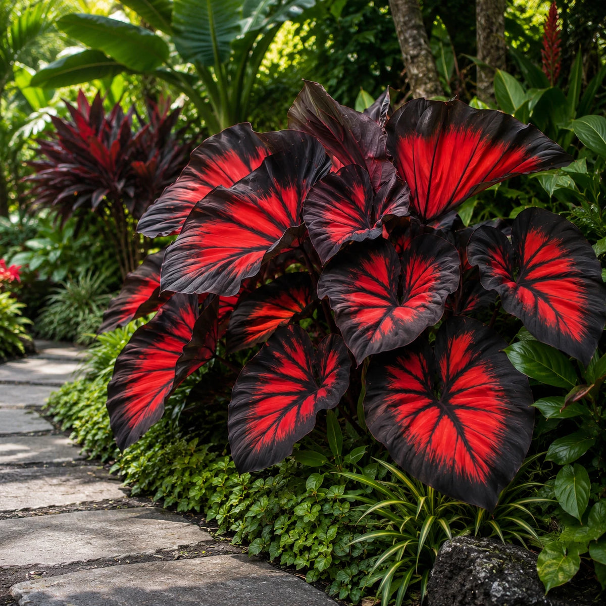 Sementes Raras de Caladium Doce Carmín – 100 Unidades