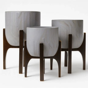 Kit 3 Vasos Decorativo Linha Genebra com Suporte de Madeira