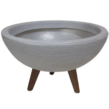 Vaso Bacia 30cm De Polietileno  Com Tripé de Madeira Decorativo Para Flores E Plantas