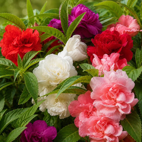 Beijo-de-Frade Dobrado – 400 Sementes de Impatiens Flor de Camélia
