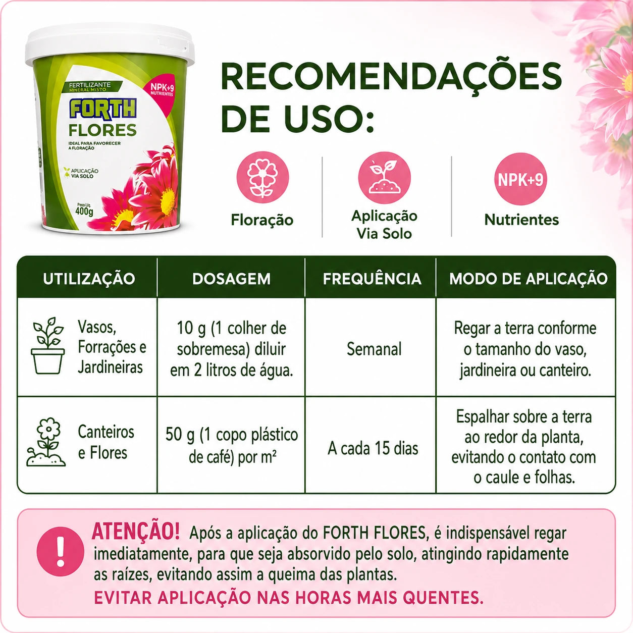Adubo Fertilizante para Flores 400g – Floração Intensa
