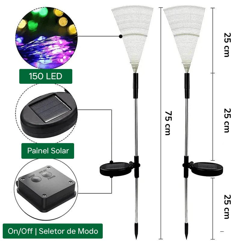 Luz Solar de Led Efeito Fogos de Artifício - 🎄 Ilumine seu Natal com Magia