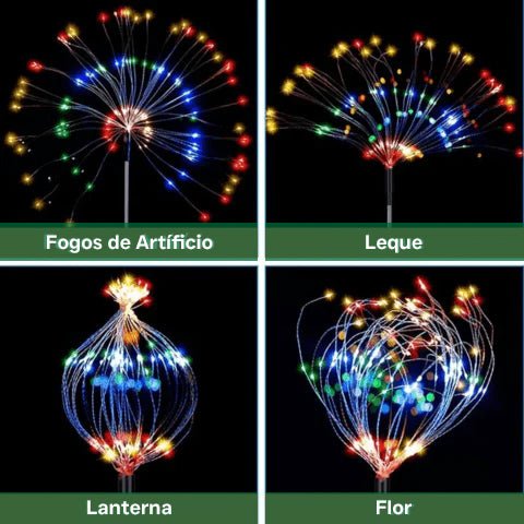 Luz Solar de Led Efeito Fogos de Artifício - 🎄 Ilumine seu Natal com Magia