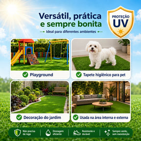 Tapete de Grama Sintética Lavável — Jardim, Varanda e Pet