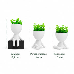 Alturas dos mini vasos decorativos: 8,7 cm, 6 cm e 6 cm