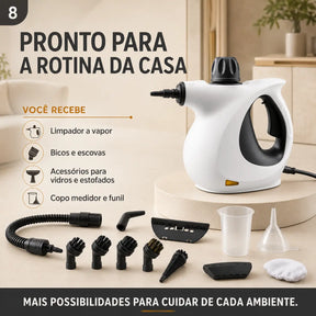 Limpador a Vapor Portátil Alta Pressão 220V — Kit com Acessórios para Cozinha, Sofá, Banheiro, Vidros e Carro