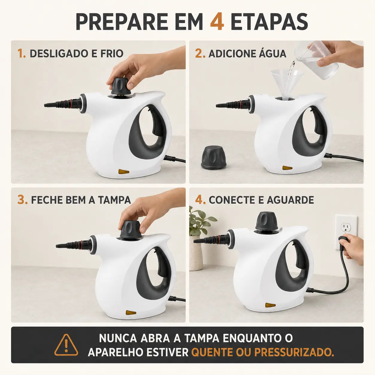 Limpador a Vapor Portátil Alta Pressão 220V — Kit com Acessórios para Cozinha, Sofá, Banheiro, Vidros e Carro