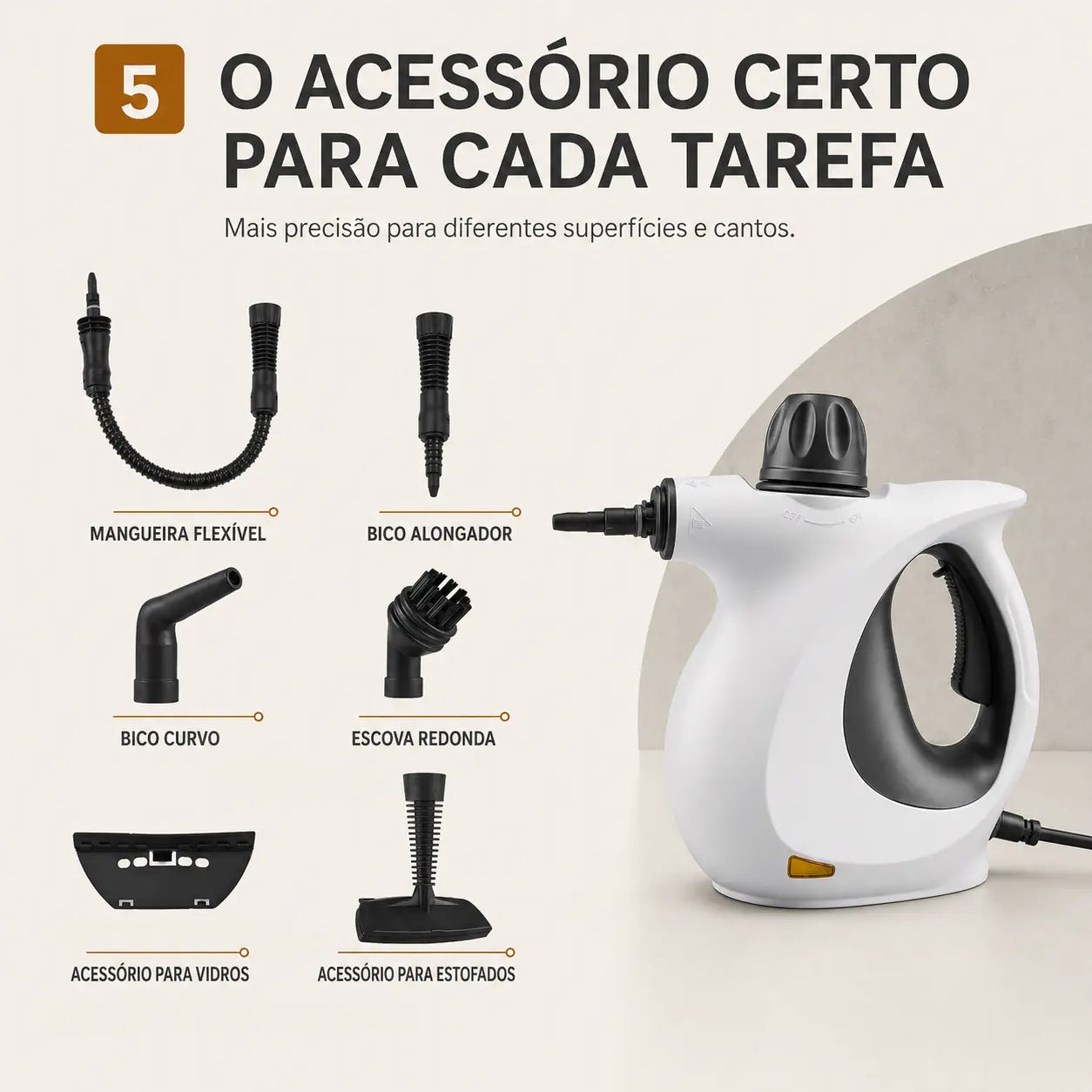 Limpador a Vapor Portátil Alta Pressão 220V — Kit com Acessórios para Cozinha, Sofá, Banheiro, Vidros e Carro