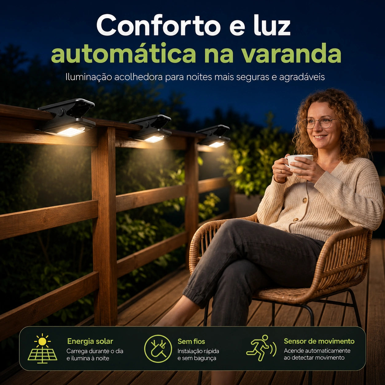 Luminária Solar com Sensor de Movimento - Segurança da Família