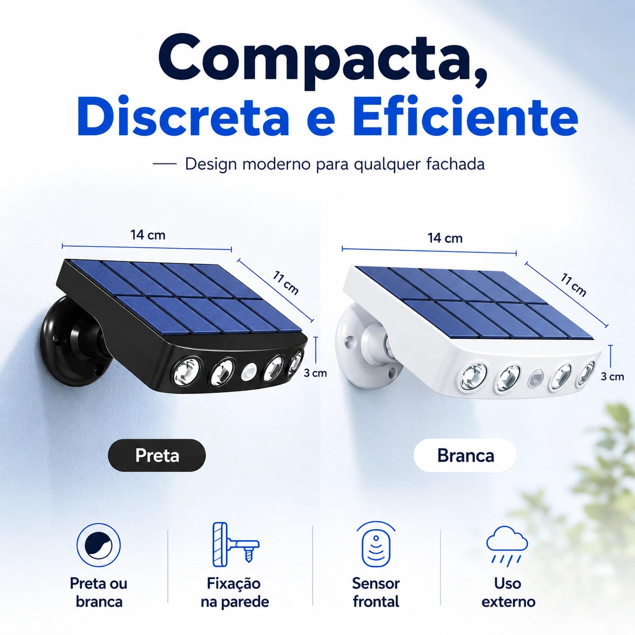 Refletor Solar de LED Segurança com Sensor de Movimento