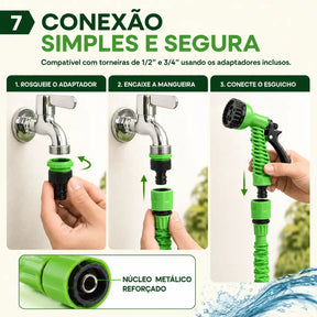 Mangueira Expansível Com Esguicho 7 Jatos Engate Rápido