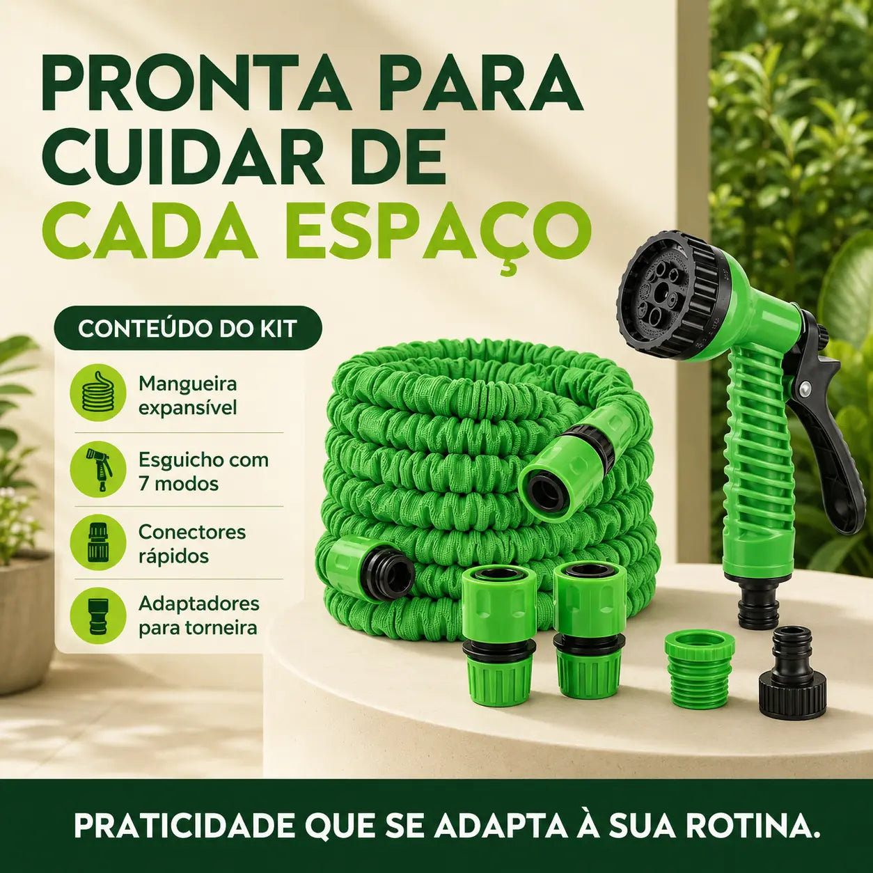 Mangueira Expansível Com Esguicho 7 Jatos Engate Rápido