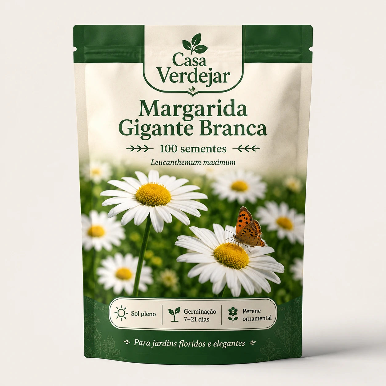 Margarida Gigante Branca – 100 Sementes para Jardins Floridos e Elegantes