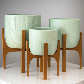 Kit 3 Vasos Decorativo Linha Genebra com Suporte de Madeira