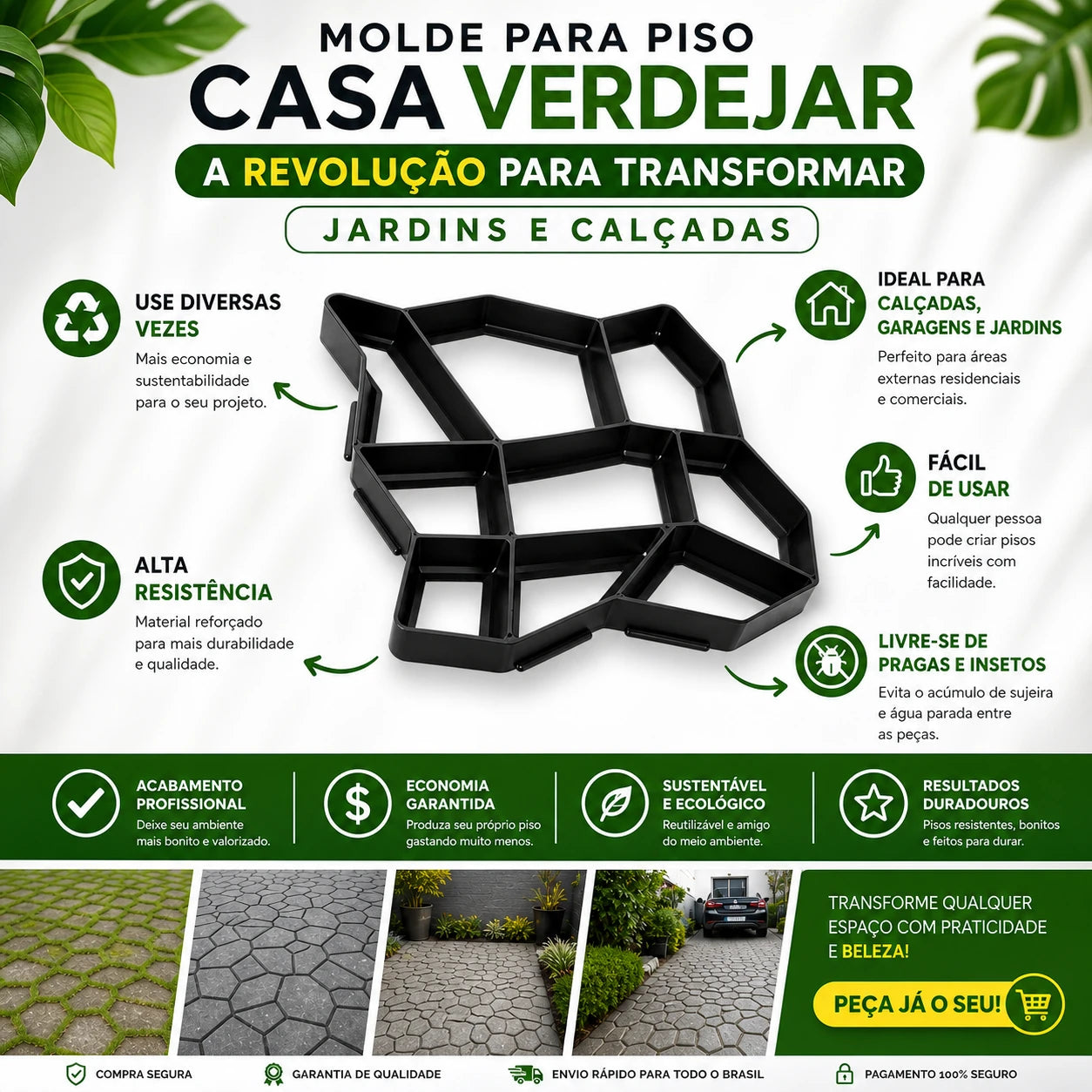 Molde para Piso de Concreto Jardim, Quintal e  Calçada