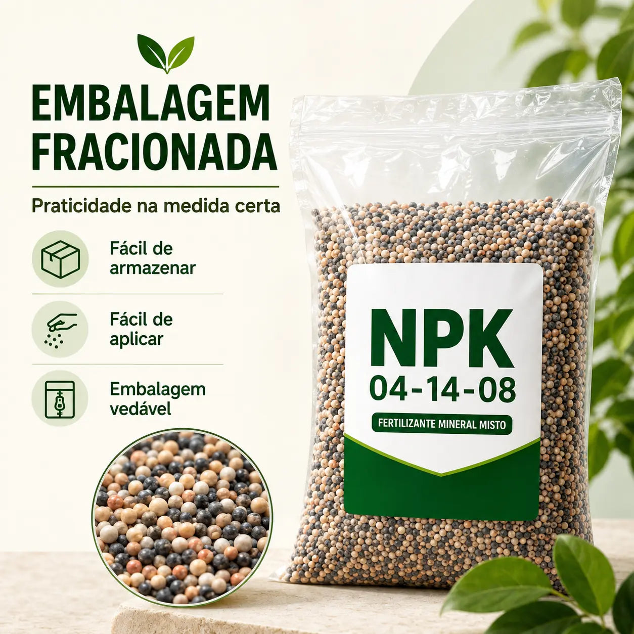 NPK Fertilizante 04-14-08 - 5 kg para Floração e Frutos