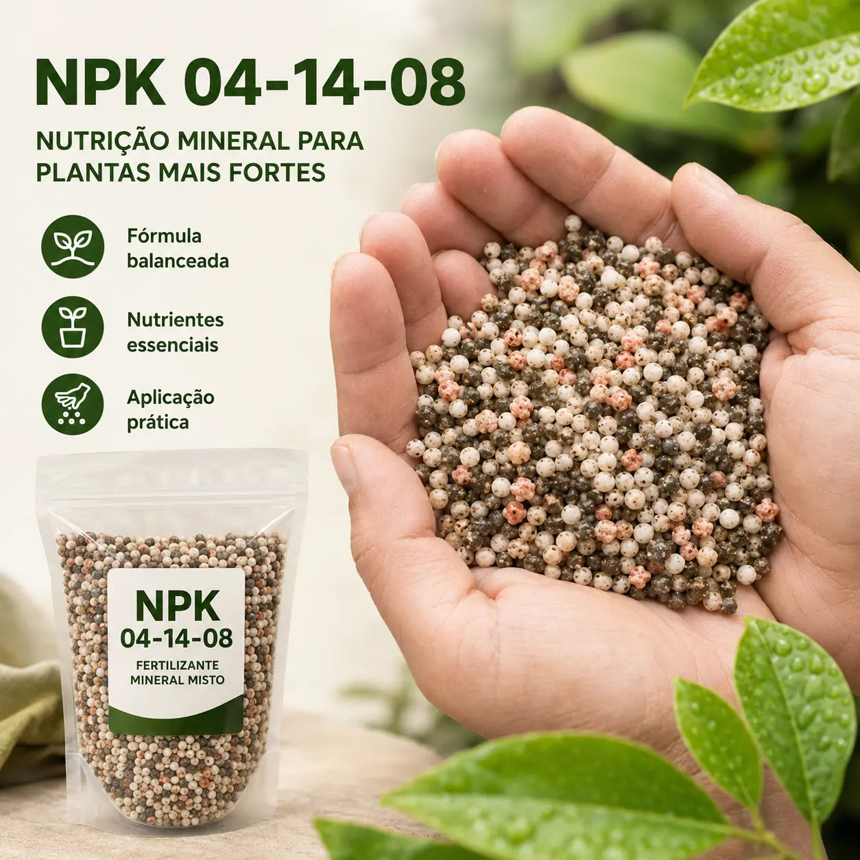 NPK Fertilizante 04-14-08 - 5 kg para Floração e Frutos