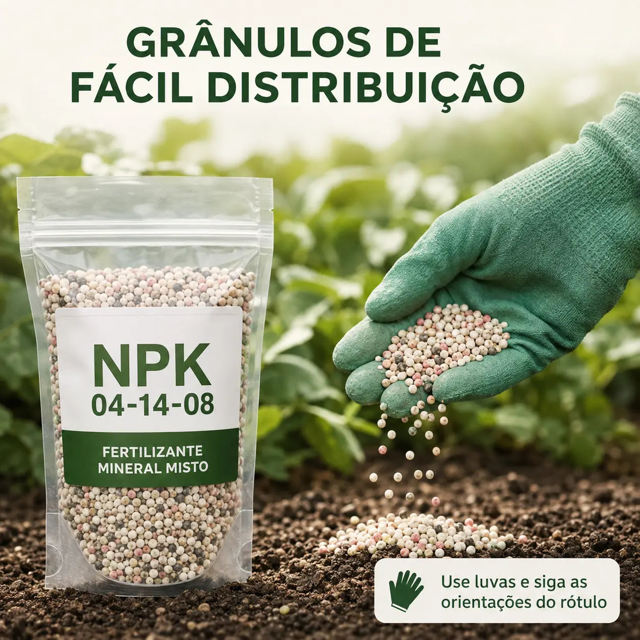 NPK Fertilizante 04-14-08 - 5 kg para Floração e Frutos