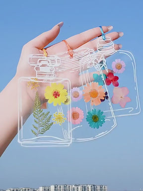 Marcadores Transparentes com Flores Naturais Secas – Kit 20 Unidades Exclusivas