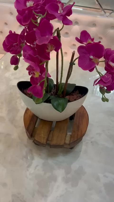 Suporte para vaso de 20 cm em pinus com rodinhas