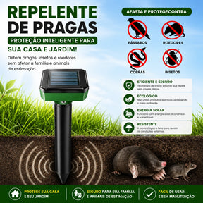 Repelente Solar Ultrassônico  - Espanta Pombos, Morcegos e Roedores