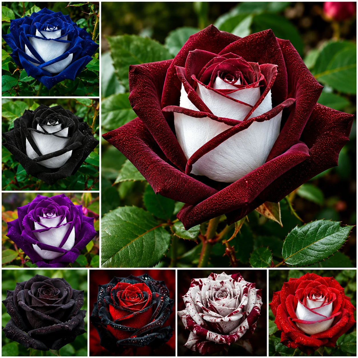 Canteiro florido com rosas sortidas em múltiplas cores — resultado do mix de sementes
