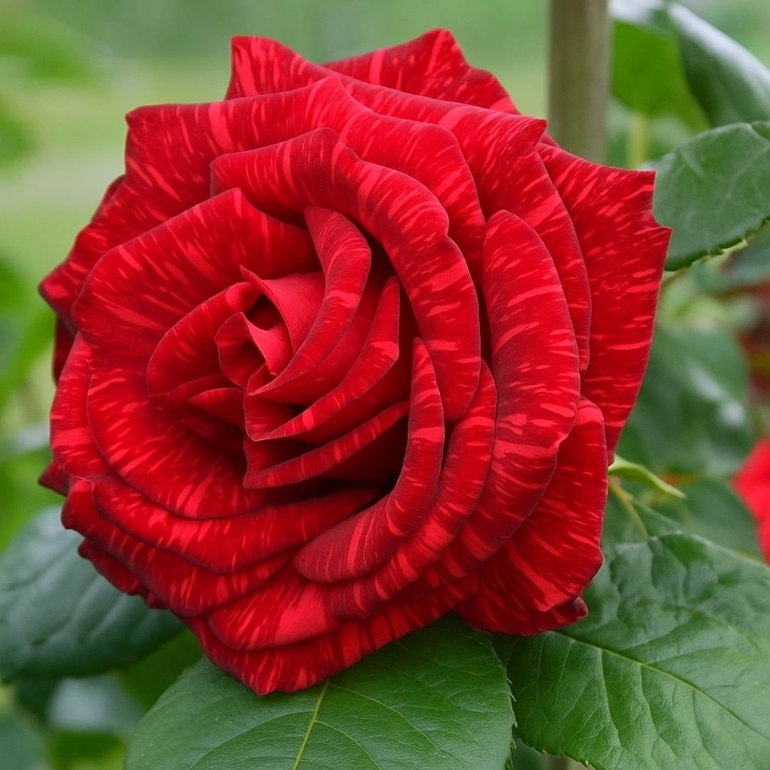 Muda de Roseira Vermelha Rajada Vermelho Intenso e Elegância Clássica