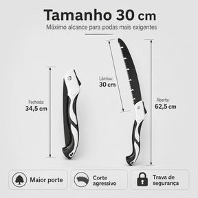 Serra de Poda Dobrável Telescópica — Lâmina Trifacetada
