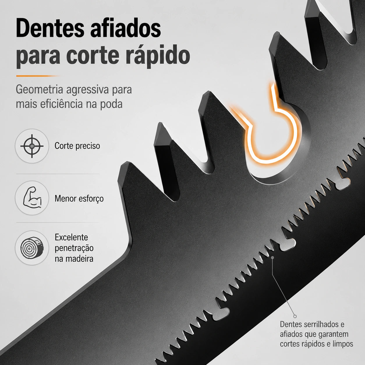 Serra de Poda Dobrável Telescópica — Lâmina Trifacetada