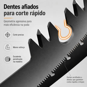 Serra de Poda Dobrável Telescópica — Lâmina Trifacetada